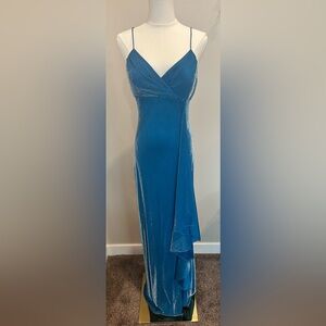 Vtg Cache Formal Gown Dress Metallic Blue Size 12 NWT Y2K 90s Prom Fairy Mermaid